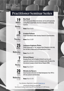 Practitioner Seminar Series 2018